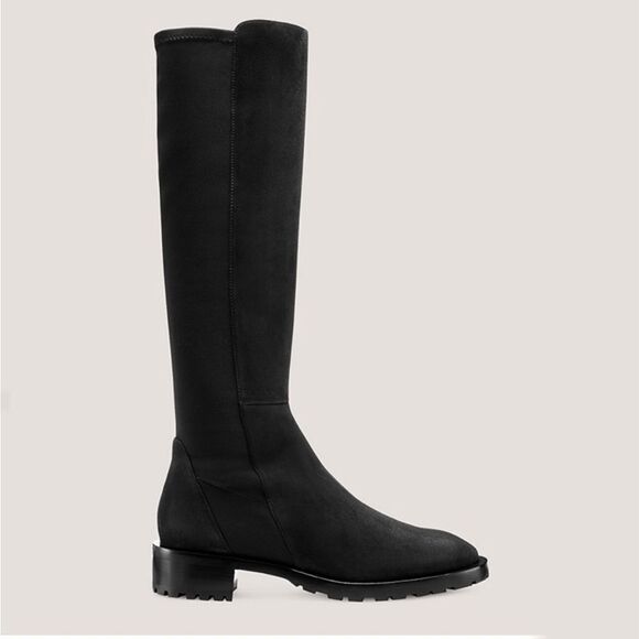 NEW STUART WEITZMAN 5050 KNEE-HIGH LUG BOOT in black suede - Picture 1 of 11